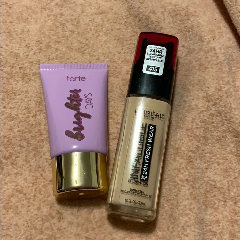 L’Oréal infallible foundation + Tarte Moisturizer